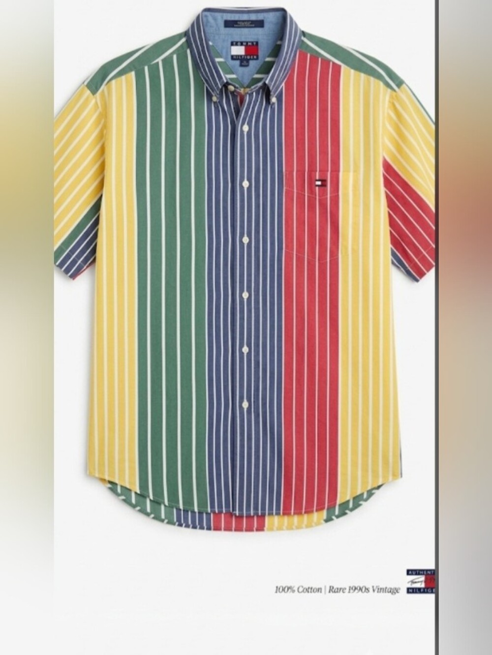 1990s Classic Tommy Hilfiger Cotton Collared Button Down Vertical Stripe Shirt!!